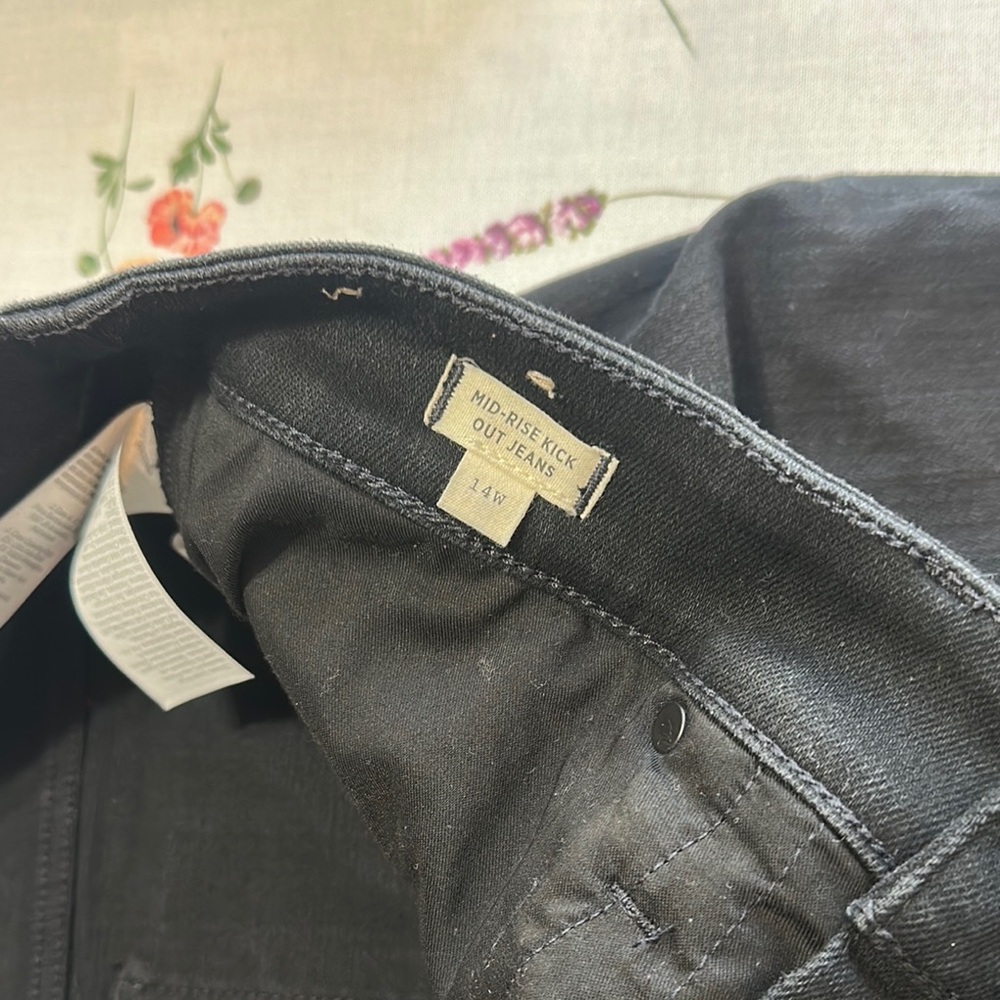 NWOT Madewell Plus Kick Out Crop Jeans Mid-rise Black Rinse flare Wash Size 14W - Picture 9 of 10